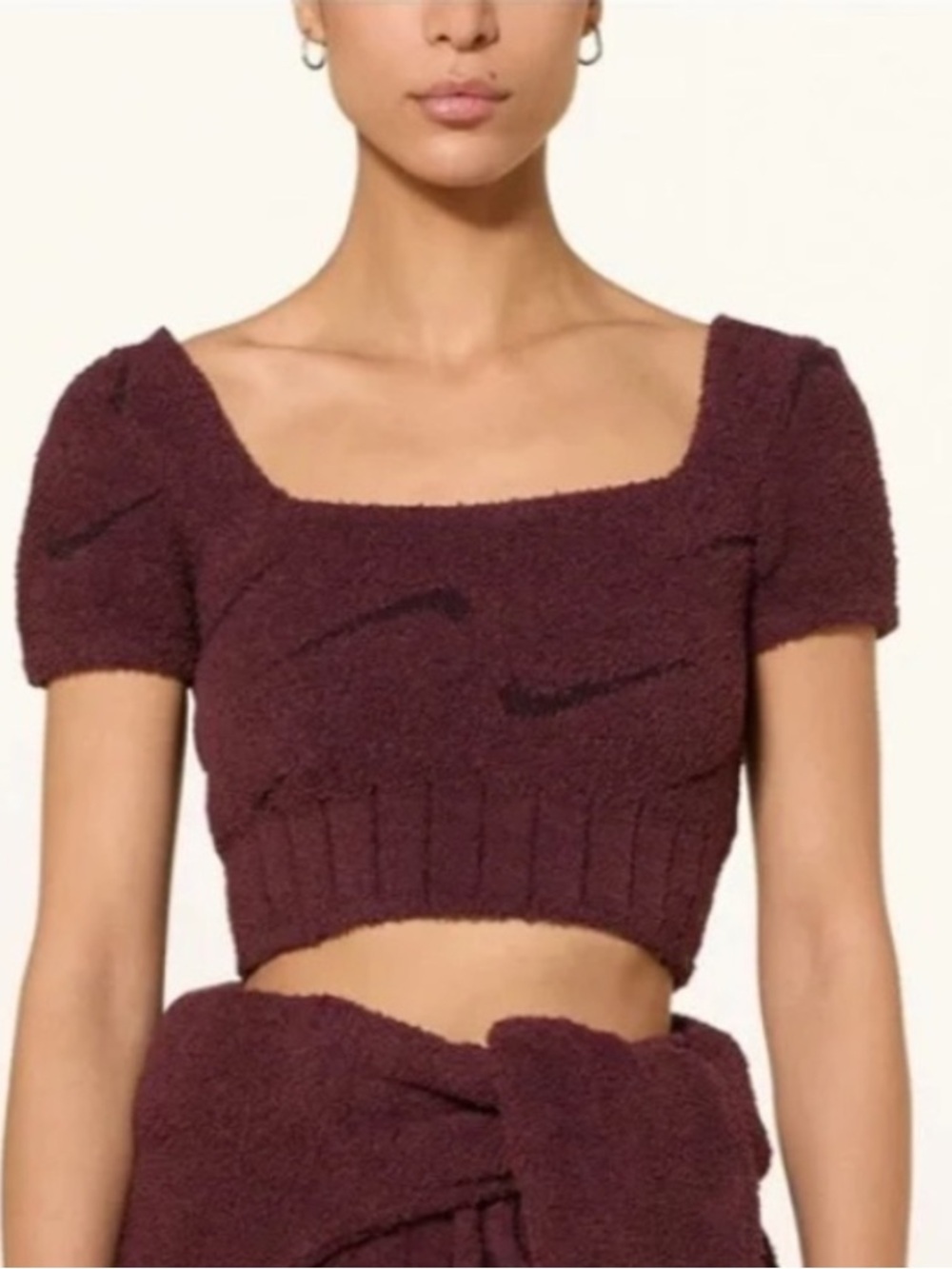 Nike Phoenix Cozy Bouclé Crop Top Burgundy NWT XS